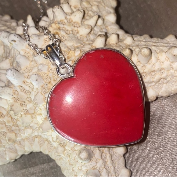 SALE ❤️ Italian Coral Heart Valentine handcrafted pendant - Picture 2 of 8